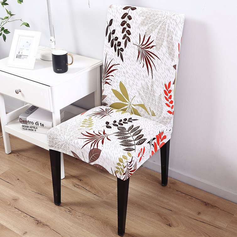 Elegant box cushion dining chair slipcover ebern best sale designs fabric